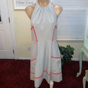 NWT Jessica Simpson Blue Stripe Backless Dress, Size 6 Halter neckline